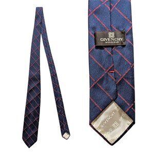 Vintage 80s/90s GIVENCHY MONSIEUR Navy & Red McCormick & Company Tie